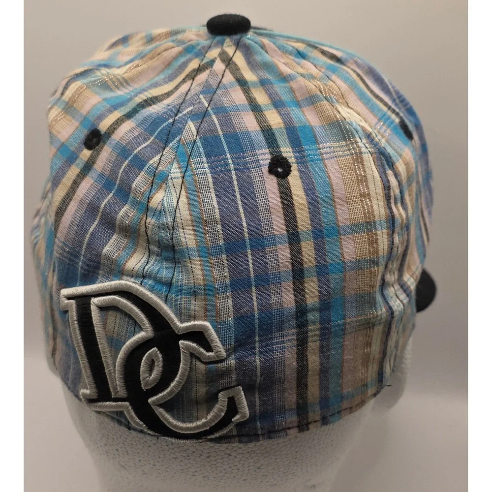 City‎ Hunter DC Logo Fitted Hat Small Black Blue Plaid Cap